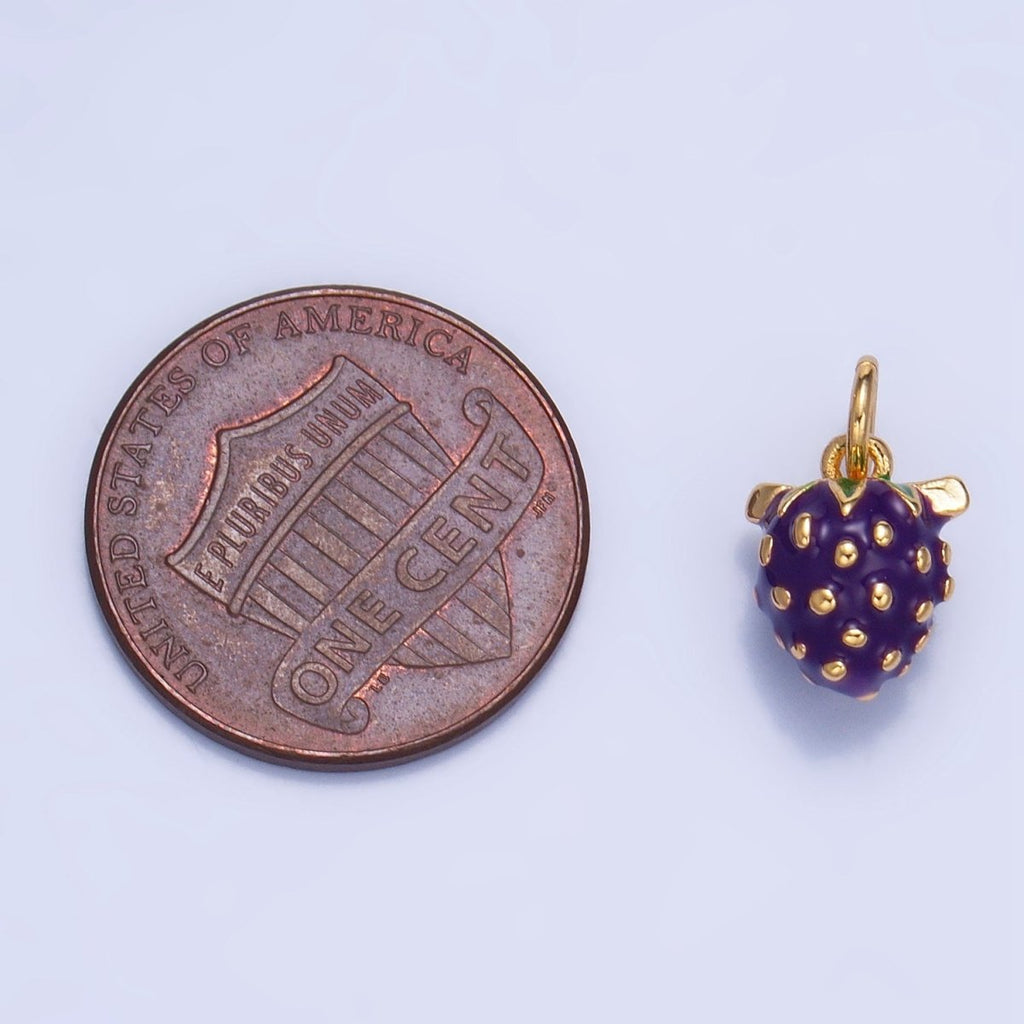 24K Gold plated Grape Fruit Enamel Mini Multidimensional Charm | W060 - DLUXCA