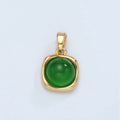 24K Gold plated Green Aventurine Round Molten Bezel Pendant | H891 - DLUXCA