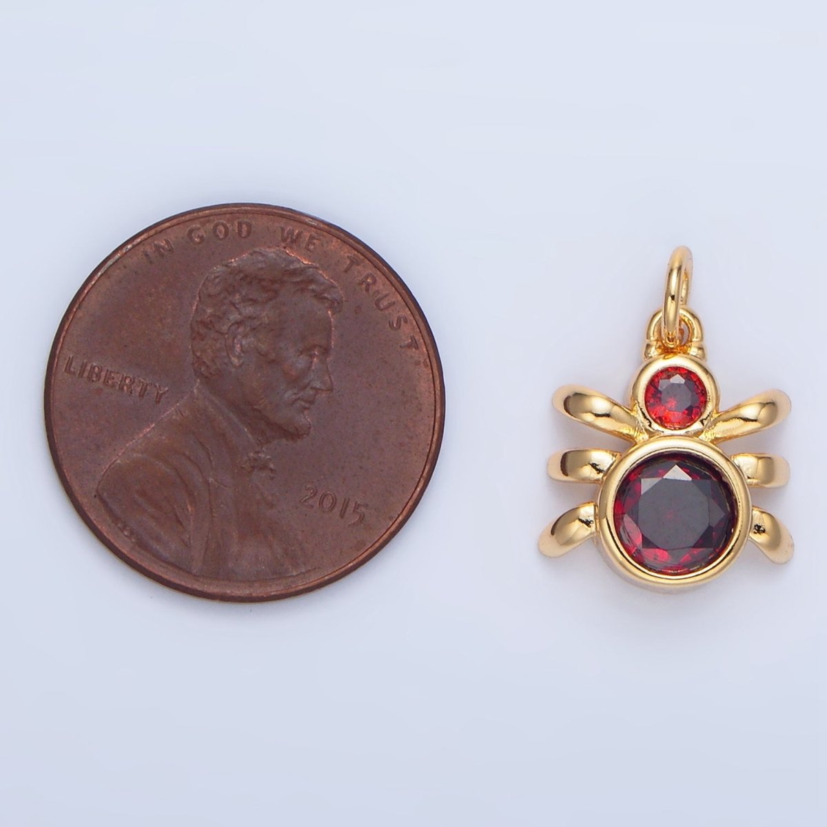24K Gold plated Green, Black, Red CZ Insect Spider Charm | X886 - X901
