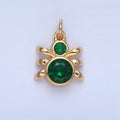 24K Gold plated Green, Black, Red CZ Insect Spider Charm | X886 - X901