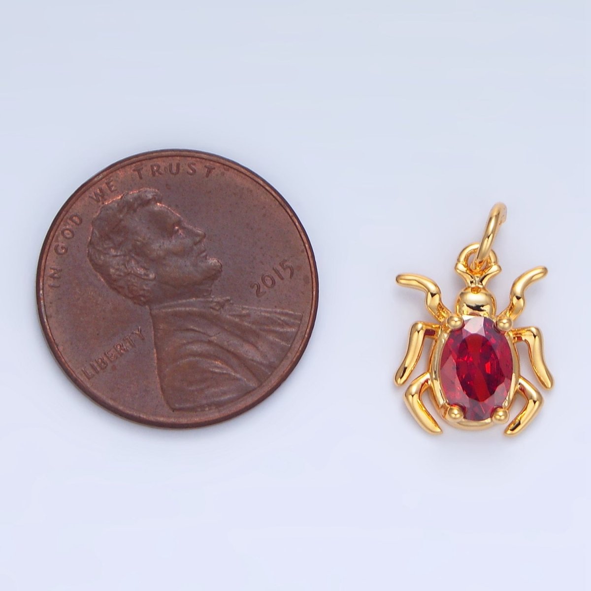 24K Gold plated Green, Black, Red CZ Spider Insect Charm | X902 - X904