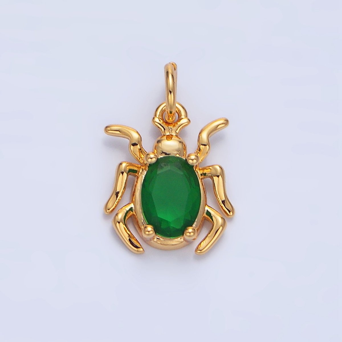 24K Gold plated Green, Black, Red CZ Spider Insect Charm | X902 - X904