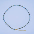 24K Gold plated Green Blue Multifaceted Gemstone Bead 17 Inch Necklace | WA - 2965 