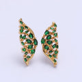 24K Gold plated Green Butterfly Wings Studs, Micro Pave Mariposa Emerald Earrings V-446 - DLUXCA
