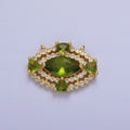 24K Gold plated Green Cubic Zirconia Evil Eye Charm Connector G-872 - DLUXCA