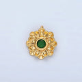 24K Gold plated Green CZ Flower Curved Petal Charm | E064 - DLUXCA