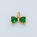 24K Gold plated Green CZ Ribbon Bow Mini Charm | D707 - DLUXCA