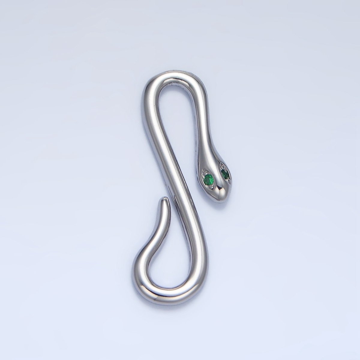 24K Gold plated Green CZ Snake Push Closure Findings in Gold & Silver | Z974 - DLUXCA