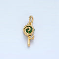 24K Gold plated Green CZ Sweet Swirl Lollipop Candy Food Charm | X287 - DLUXCA