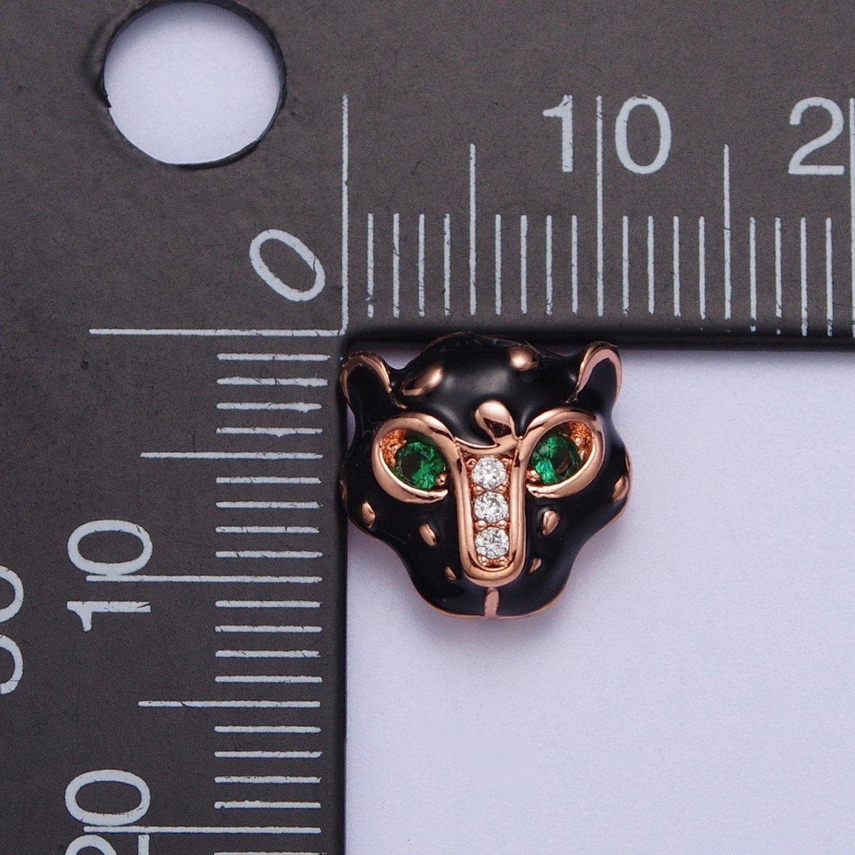 24K Gold plated Green Eyed Black Panther Enamel Spacer Bead in Rose Gold, Black, Gold, Silver | B-010 B-013 B-005 B-046