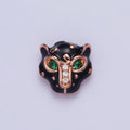 24K Gold plated Green Eyed Black Panther Enamel Spacer Bead in Rose Gold, Black, Gold, Silver | B-010 B-013 B-005 B-046