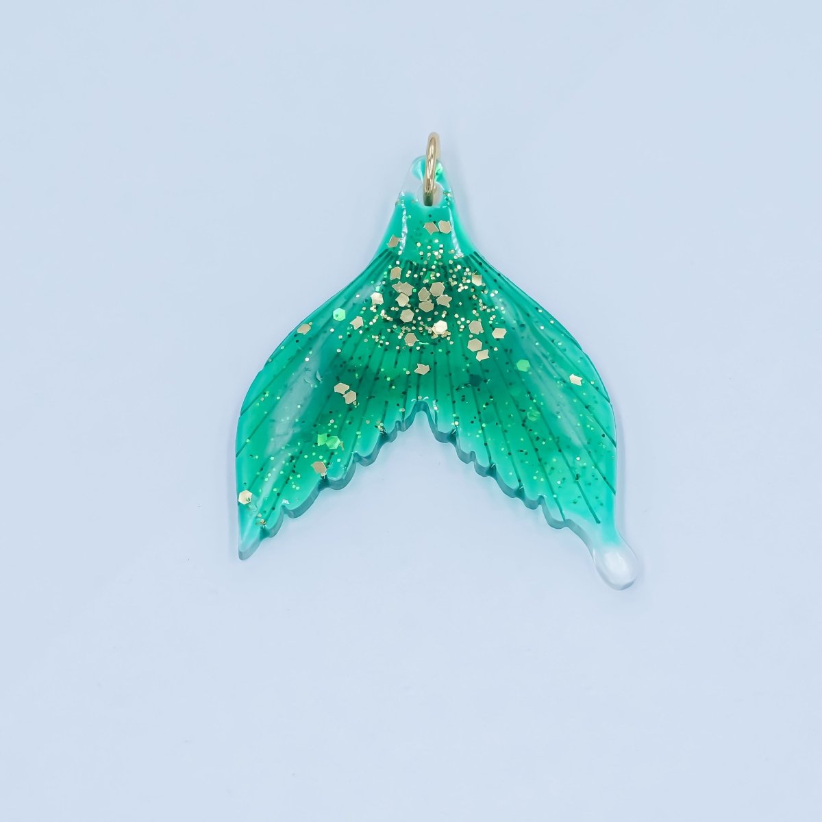 24K Gold plated Green Gold - Fleck Mermaid Whale Fish Tail Acrylic Charm | N067 