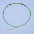 24K Gold plated Green Malachite Gemstone Bead 17 Inch Necklace | WA - 2966 