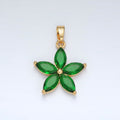 24K Gold plated Green Marquise CZ Flower Pendant in Gold & Silver | AA1389 - DLUXCA