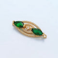 24K Gold plated Green Marquise CZ Micro Paved Multiple Band Sphere Connector | G311 - DLUXCA