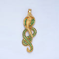 24K Gold plated Green Micro Paved CZ Slither Snake Serpent Pendant | AA948 - DLUXCA