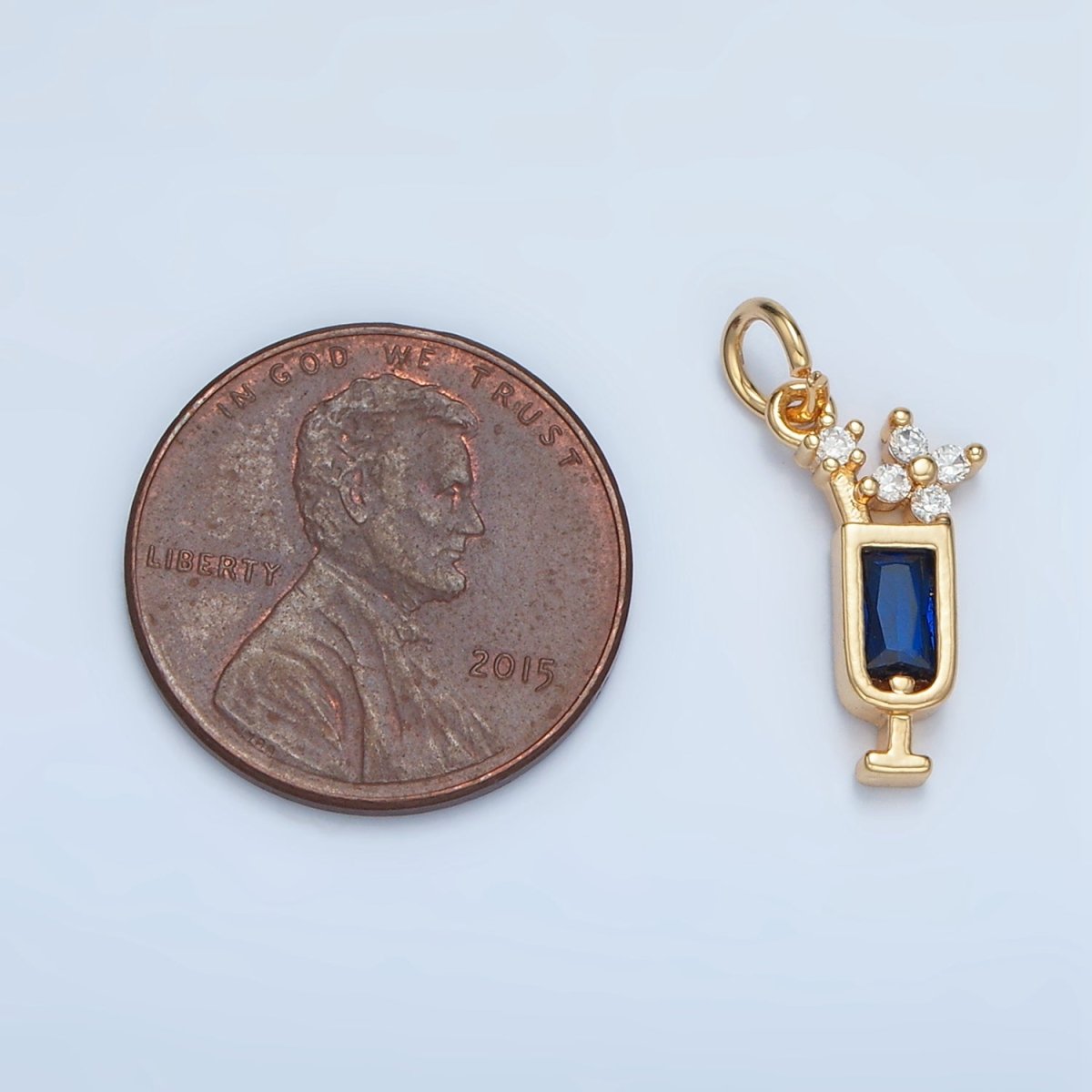 24K Gold plated Green, Purple, Blue, Pink CZ Mojito Alcohol Drink Charm | W054 W067