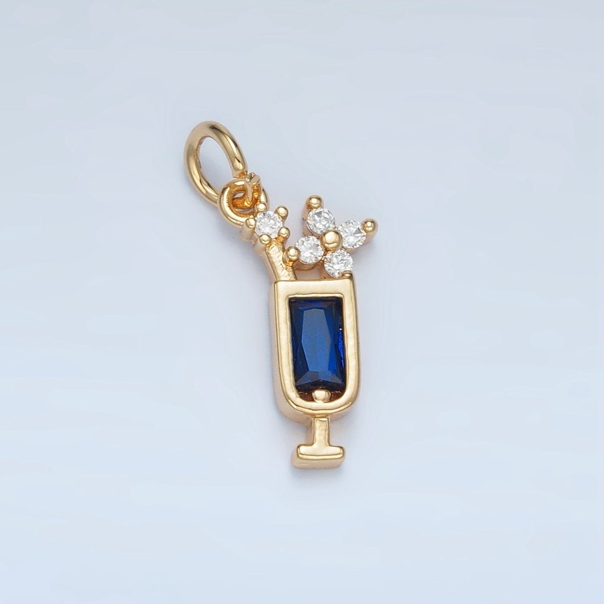 24K Gold plated Green, Purple, Blue, Pink CZ Mojito Alcohol Drink Charm | W054 W067