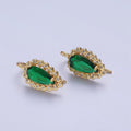 24K Gold plated Green Teardrop Cubic Zirconia Hook Earrings Q-030 - DLUXCA