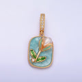 24K Gold plated Green Tulip Floral Micro Paved CZ Snap Bail Pendant | AA1444 - DLUXCA