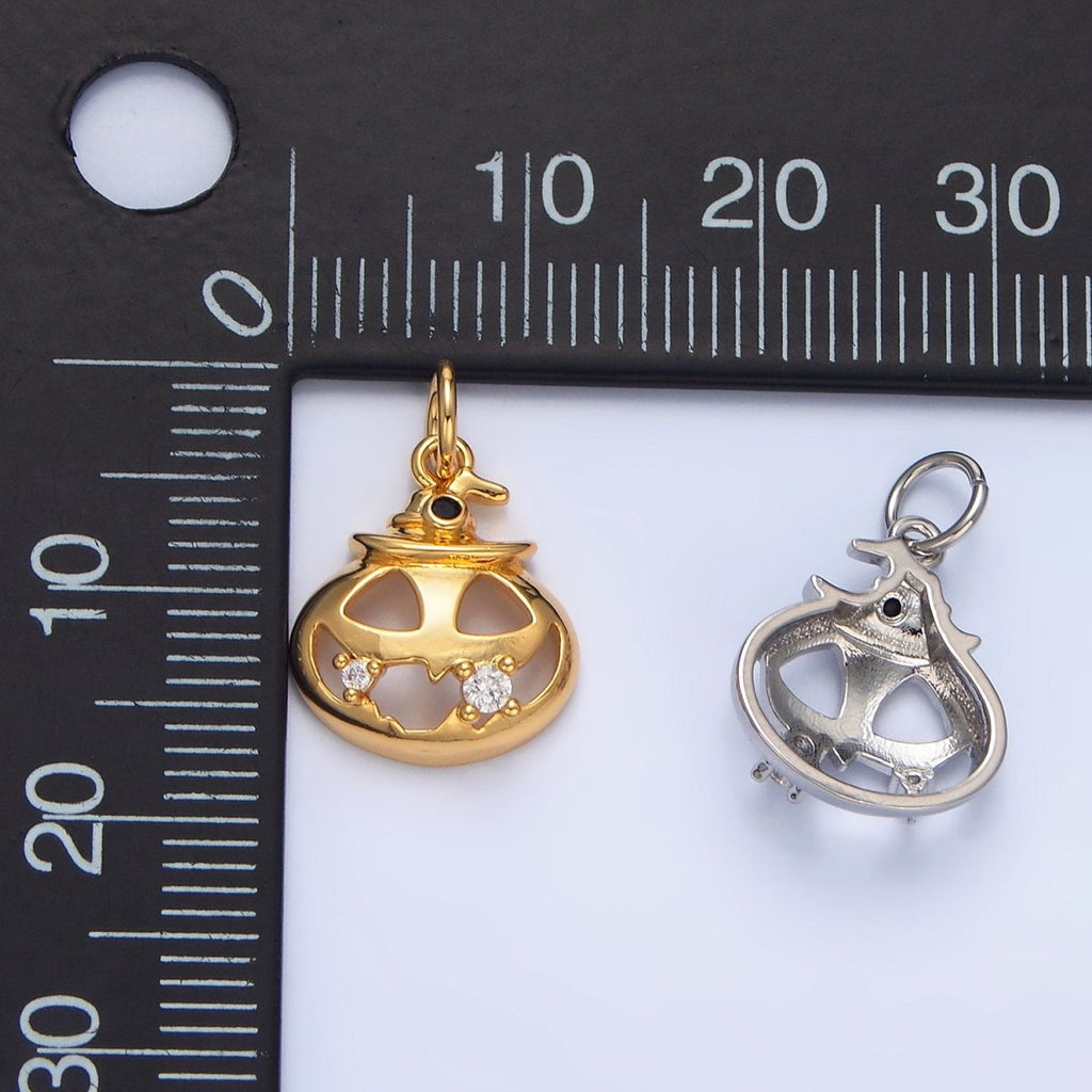 24K Gold plated Halloween Pumpkin CZ Charm in Gold & Silver | X910