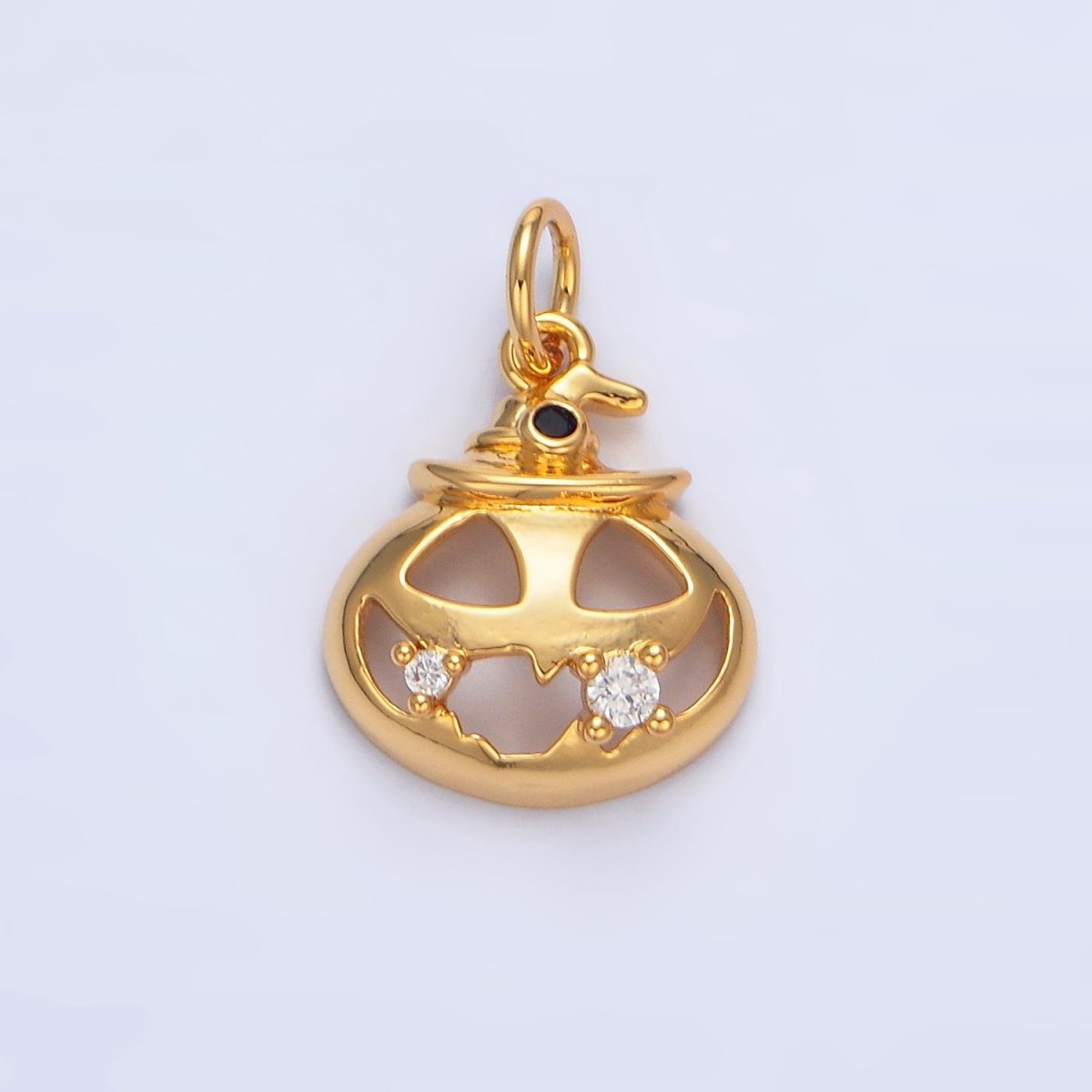 24K Gold plated Halloween Pumpkin CZ Charm in Gold & Silver | X910