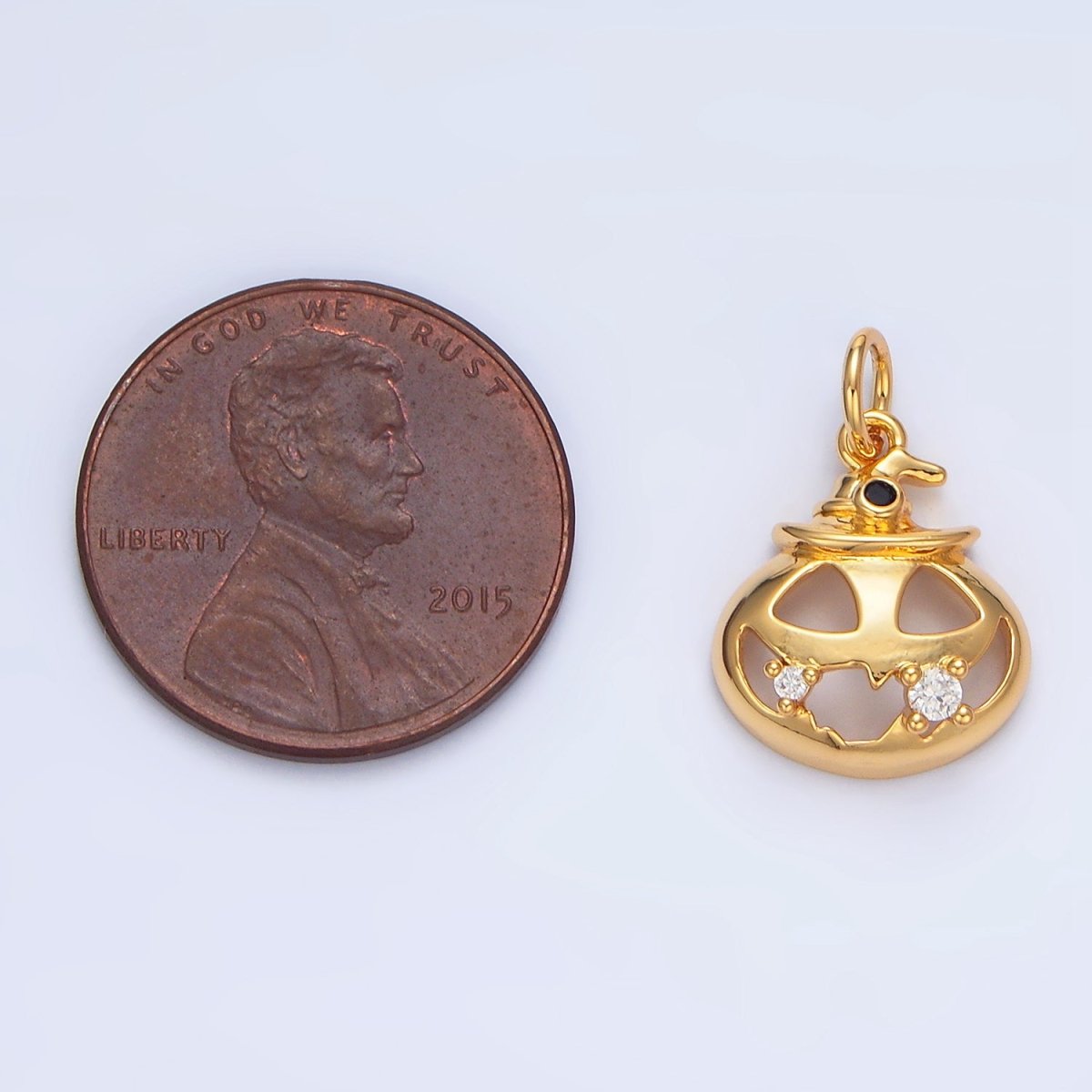 24K Gold plated Halloween Pumpkin CZ Charm in Gold & Silver | X910