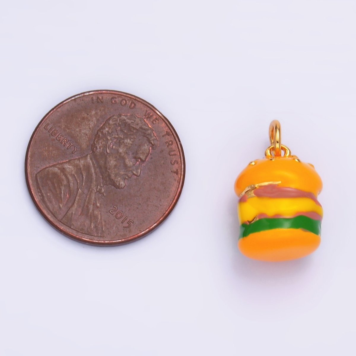 24K Gold plated Hamburger Fast - food Charm | W343 - DLUXCA