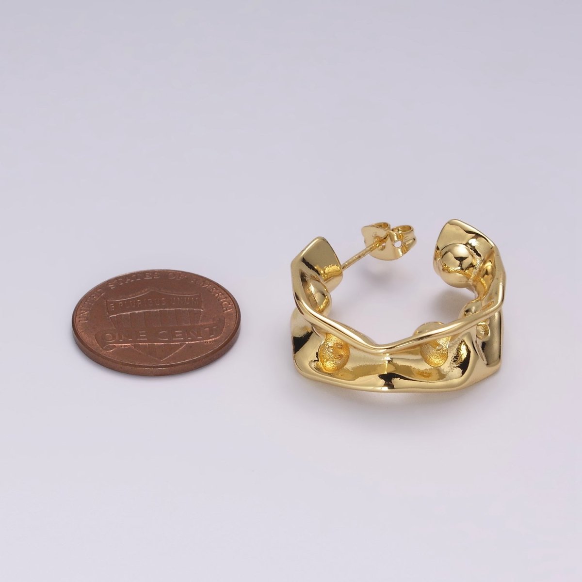 24K Gold plated Hammered C Shape Earring | T-229 - DLUXCA