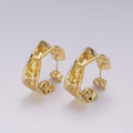 24K Gold plated Hammered C Shape Earring | T-229 - DLUXCA