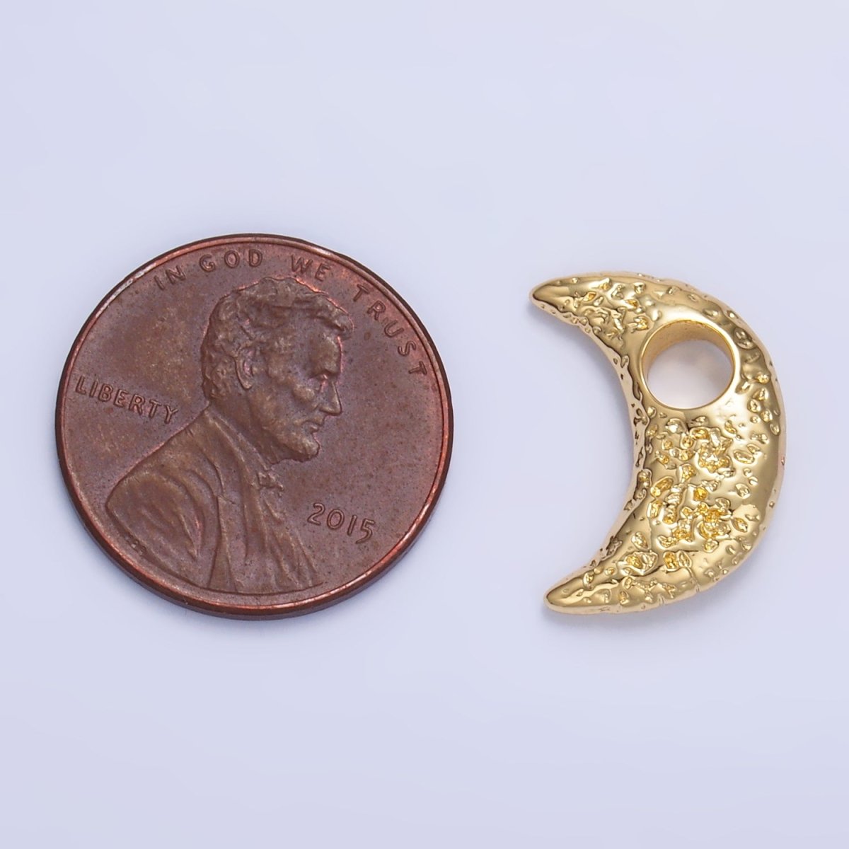 24K Gold plated Hammered Celestial Crescent Moon Pendant in Gold & Silver | B630 