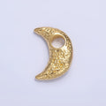 24K Gold plated Hammered Celestial Crescent Moon Pendant in Gold & Silver | B630 
