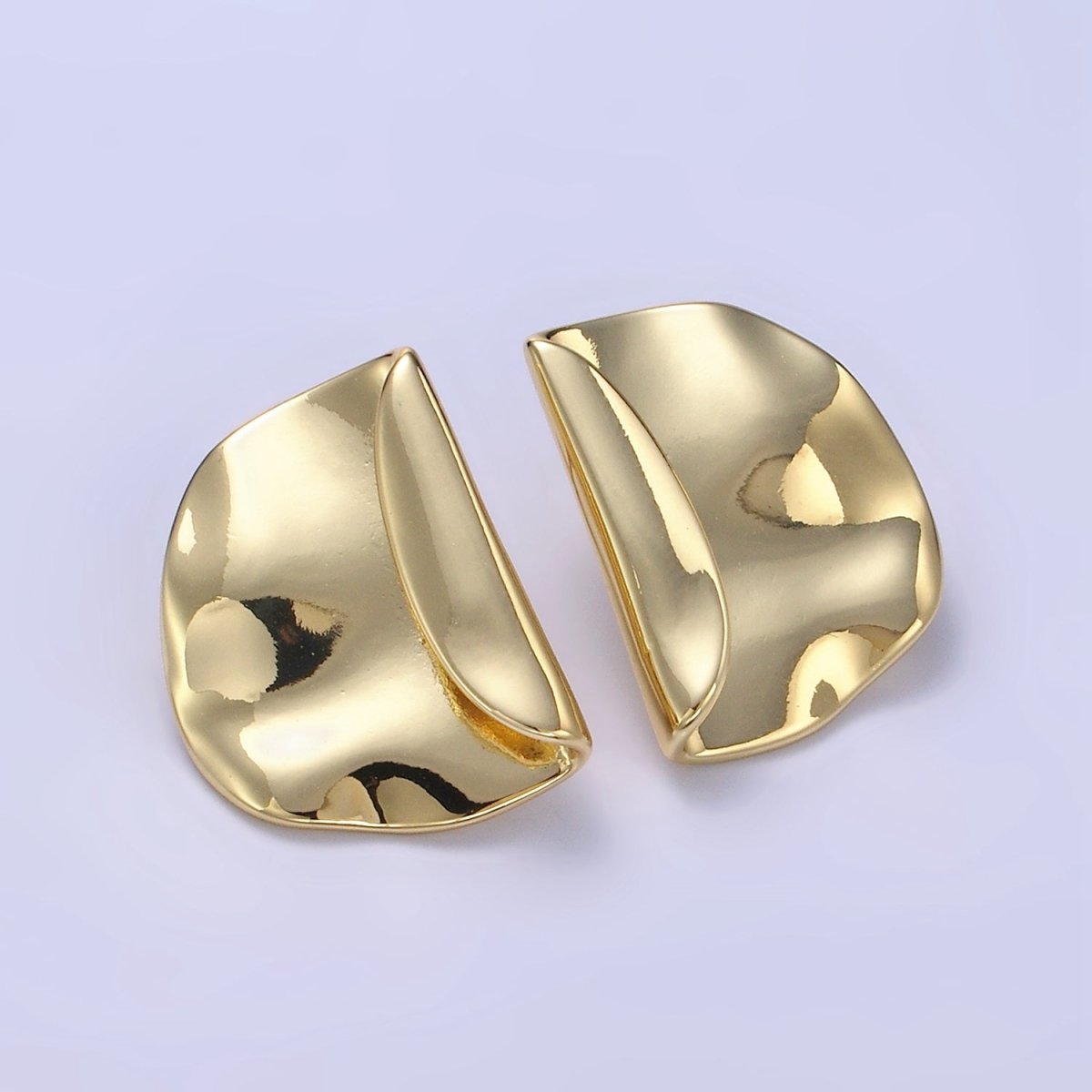 24K Gold plated Minimalist Hammered Foil Stud Earrings Set in Gold & Silver | T345 T346
