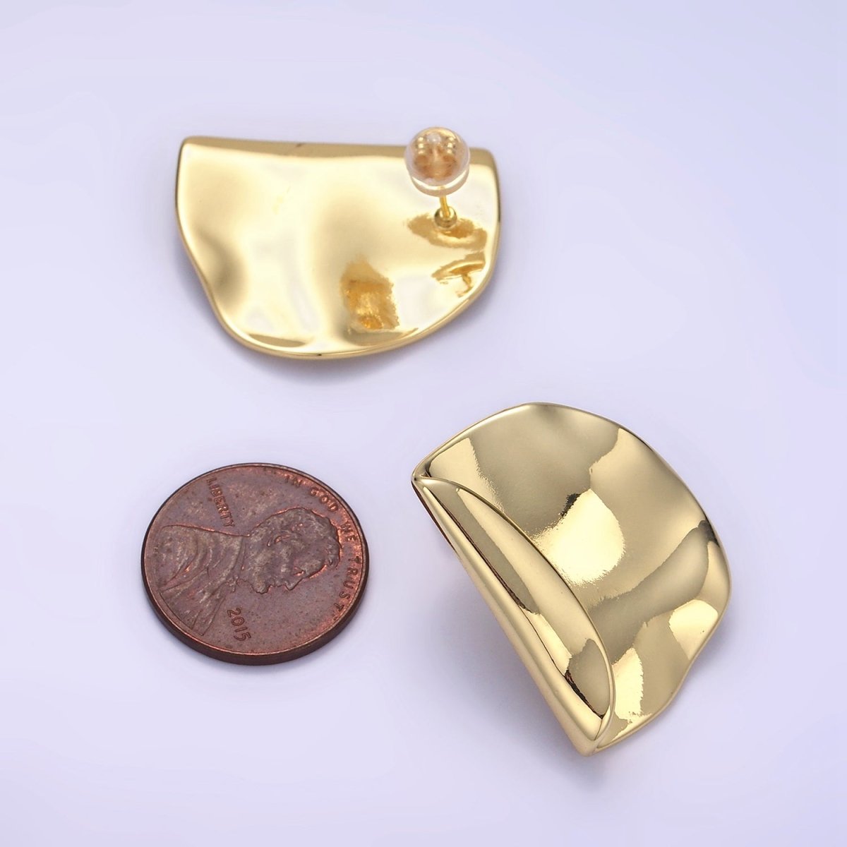 24K Gold plated Minimalist Hammered Foil Stud Earrings Set in Gold & Silver | T345 T346