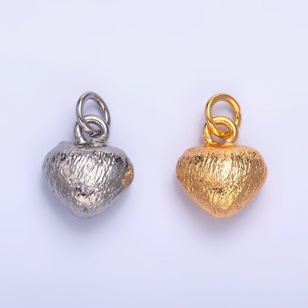 24K Gold plated Hammered Heart Charm in Gold & Silver | W265