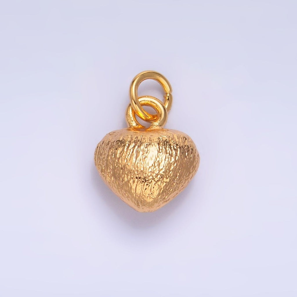 24K Gold plated Hammered Heart Charm in Gold & Silver | W265