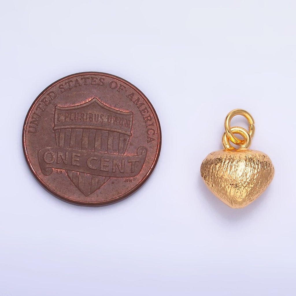 24K Gold plated Hammered Heart Charm in Gold & Silver | W265