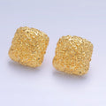 24K Gold plated Hammered Square Stud Earrings in Gold & Silver | AB883 AB899 - DLUXCA