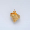 24K Gold plated Hammered Textured Clam Sea Shell Charm | AC150 - DLUXCA