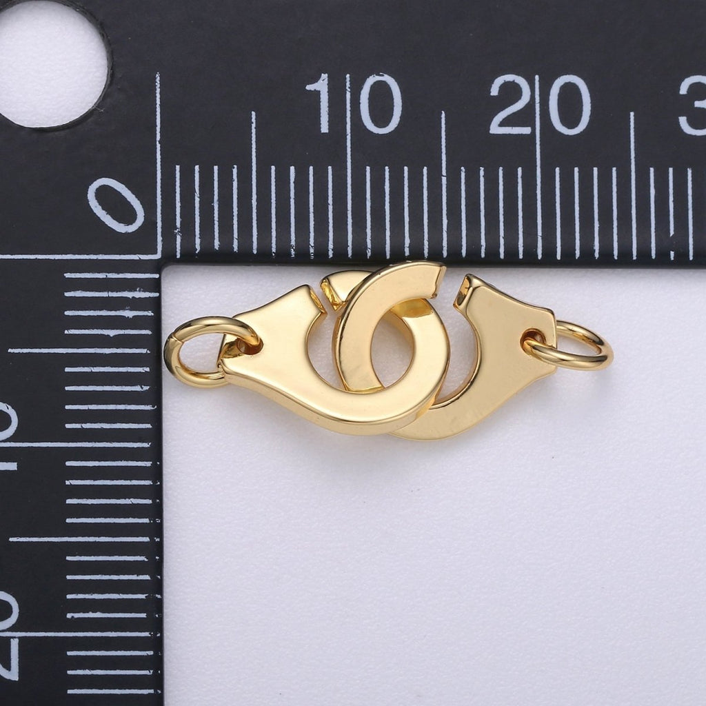 24k Gold plated HandCuff Connector Dainty Gold Handcuff Charm Connectors, Gold Link Necklace Bracelet Connector for Jewelry Making Supply K-403 - DLUXCA