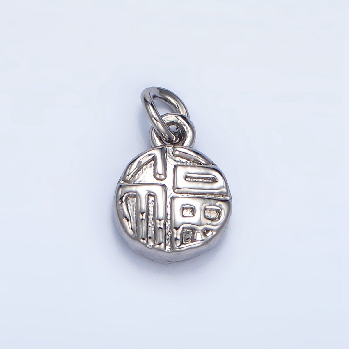 24K Gold plated "Happiness" Mandarin Character Script Round Charm in Gold & Silver | W014