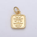 24K Gold plated Happy Charm Happy Xi Chinese Character Charm E-014 - DLUXCA