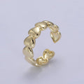 24K Gold plated Heart Adjustable Ring, Multi Heart Love Friendship Ring For Valentine's U-532 - DLUXCA
