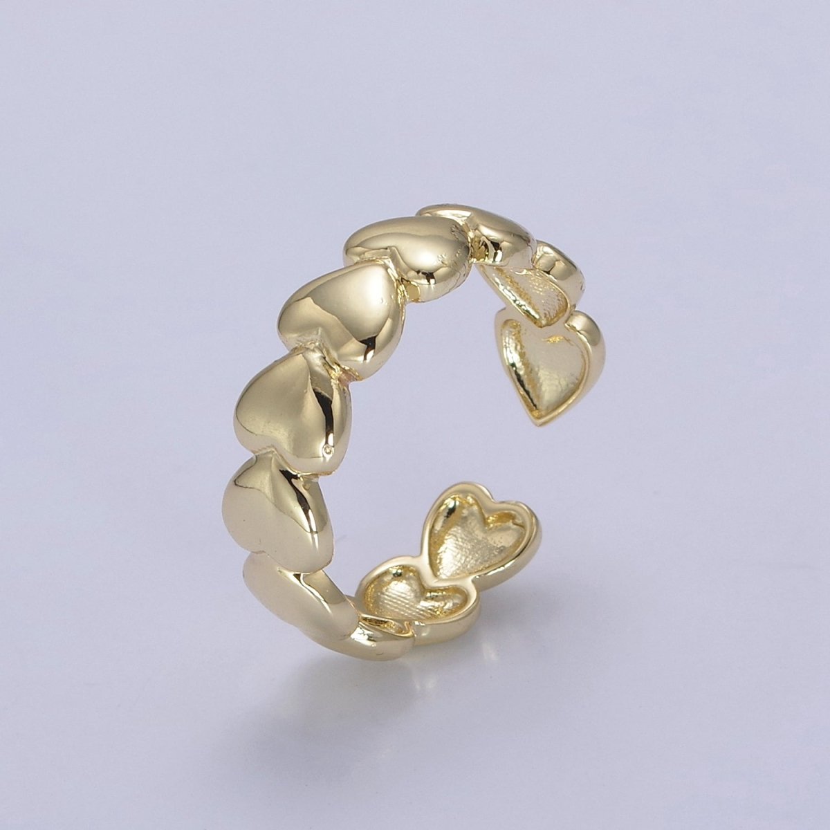 24K Gold plated Heart Adjustable Ring, Multi Heart Love Friendship Ring For Valentine's U-532 - DLUXCA