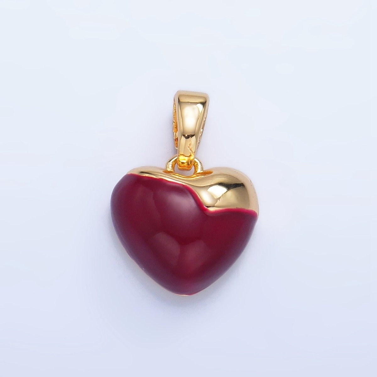 24K Gold plated Heart Apple Red Enamel Pendant | AA1023 - DLUXCA