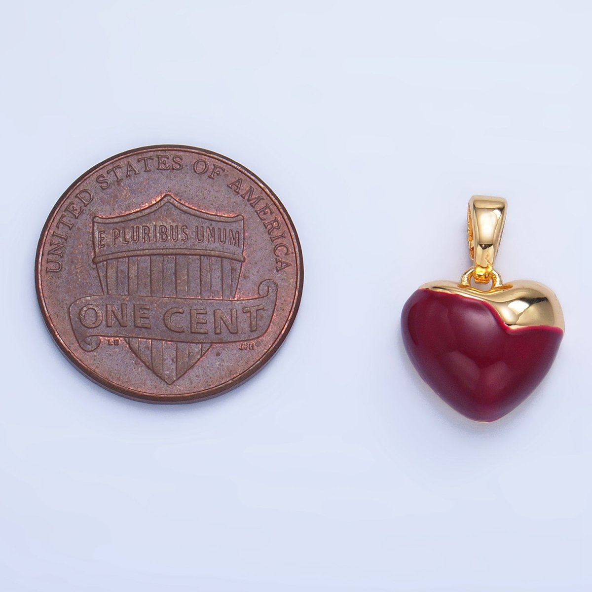 24K Gold plated Heart Apple Red Enamel Pendant | AA1023 - DLUXCA