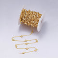 24K Gold plated Heart Charm CABLE Roll Chain Sold by Yard For Jewelry Making, Necklace Bracelet Anklet Supply Component | ROLL - 420 Clearance Pricing - DLUXCA