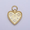 24K Gold plated Heart Charm Clear CZ Dotted Pendant H-339 - DLUXCA