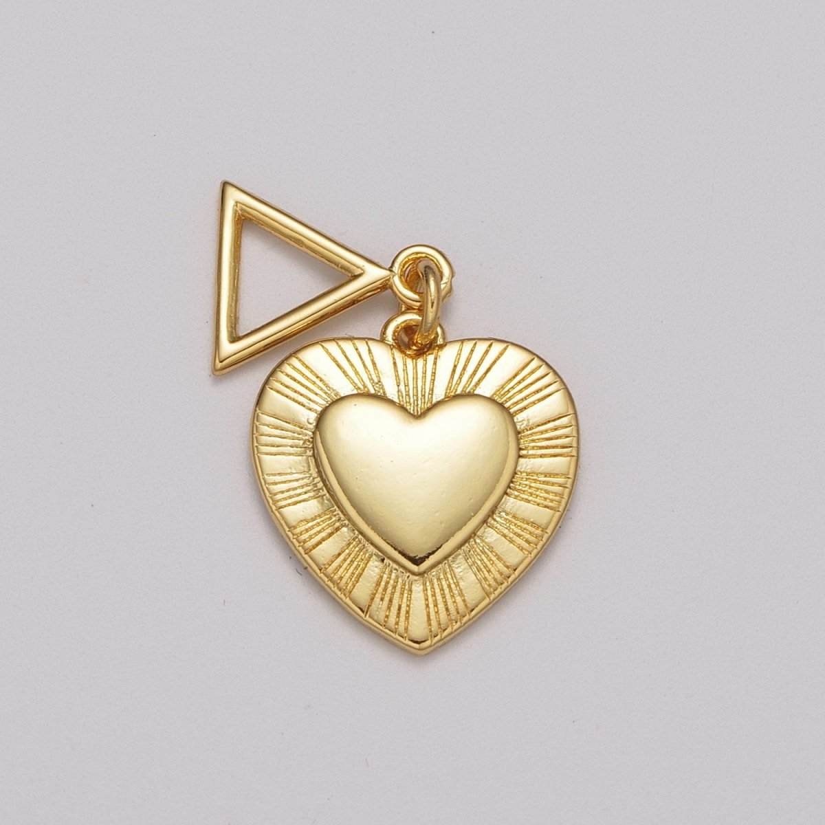 24K Gold plated Heart Charm Sun Ray Love Pendant for Necklace Bracelet Component | M-889 - DLUXCA