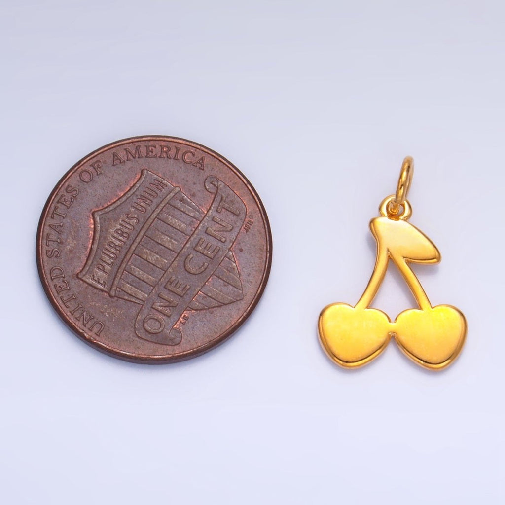 24K Gold plated Heart Cherry Fruit Minimalist Charm | W065 - DLUXCA